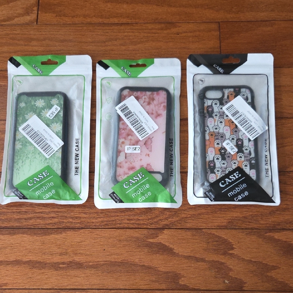 Stylish Mobile Case Set - Green, Pink, and Orange